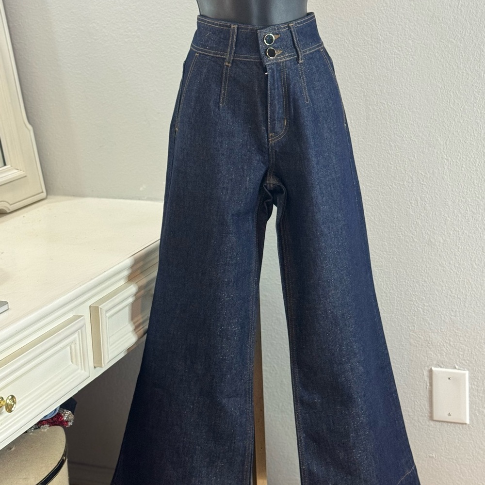 10 Crosby Derek Lam Blue Flare Wide Leg Jeans